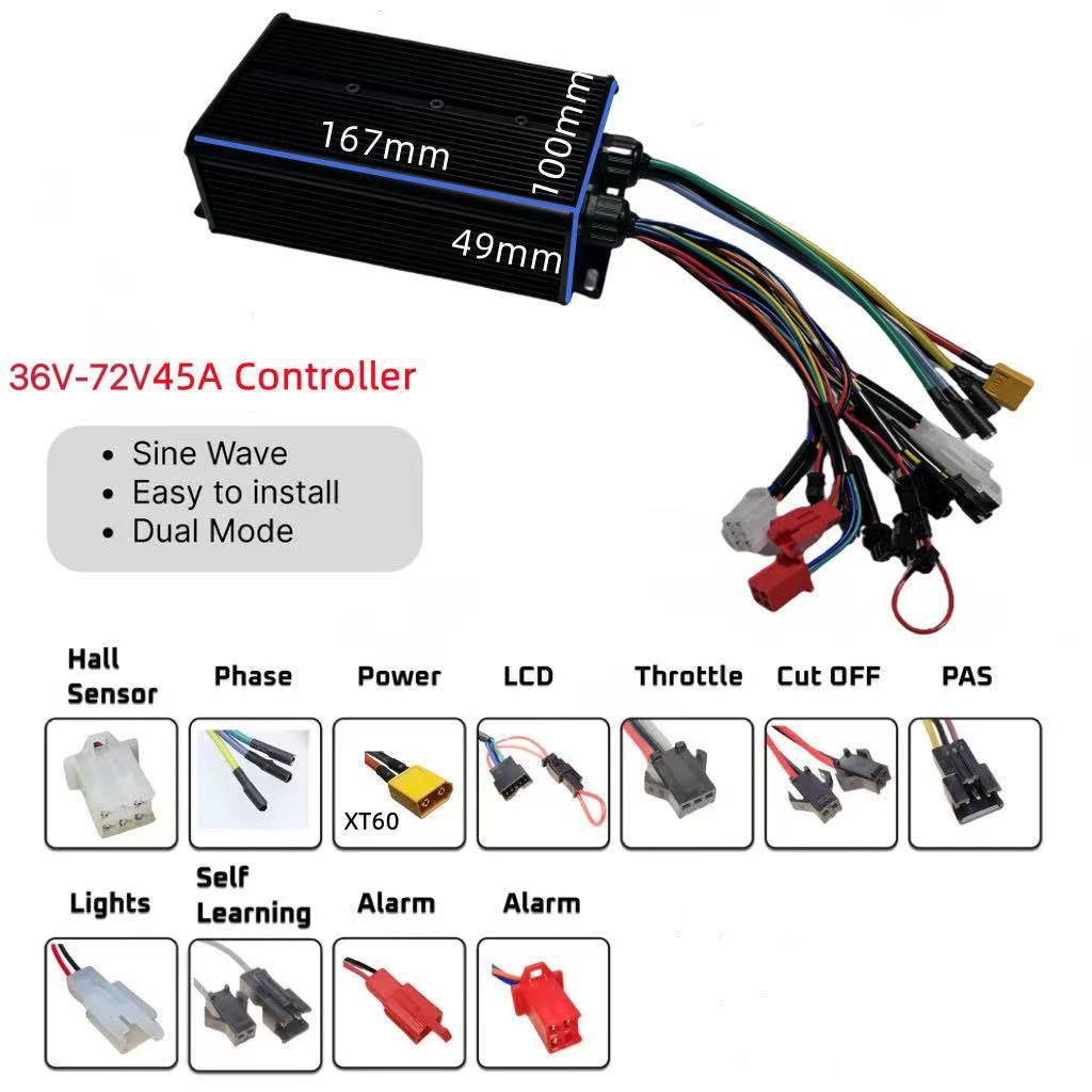 72V 45A Dual Controller - Grensoverschrijdende fabrieksdirecte levering, dubbele buis 36V