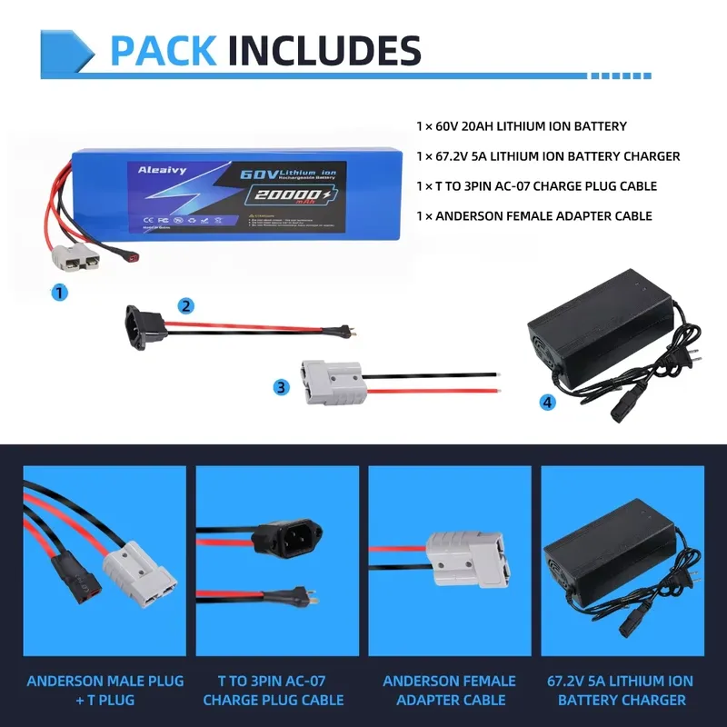 Aleaivy 60V 20AH 30AH 21700 Li - 60V 30Ah 21700 Battery Pack recensie en prijs