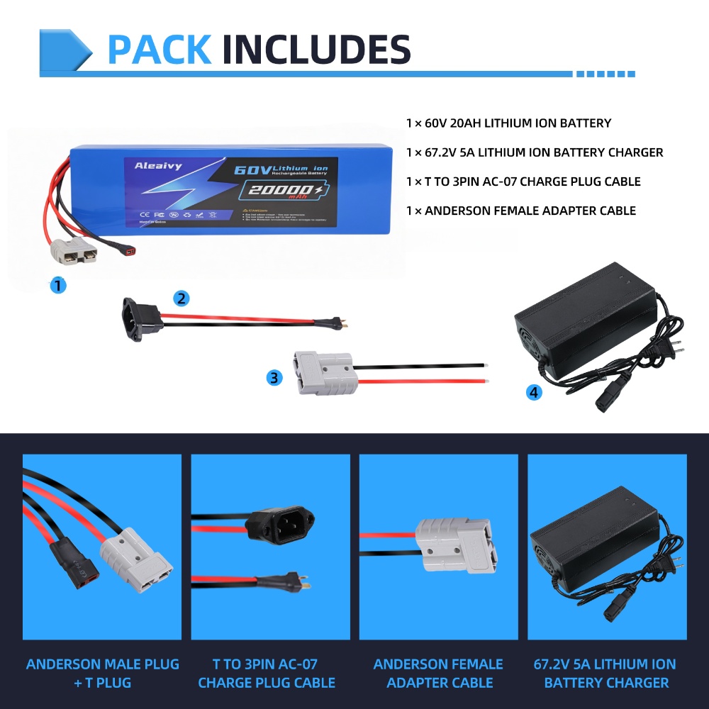 Aleaivy 60V batterij 20AH 30AH - 60V 30Ah 21700 Battery Pack recensie en prijs